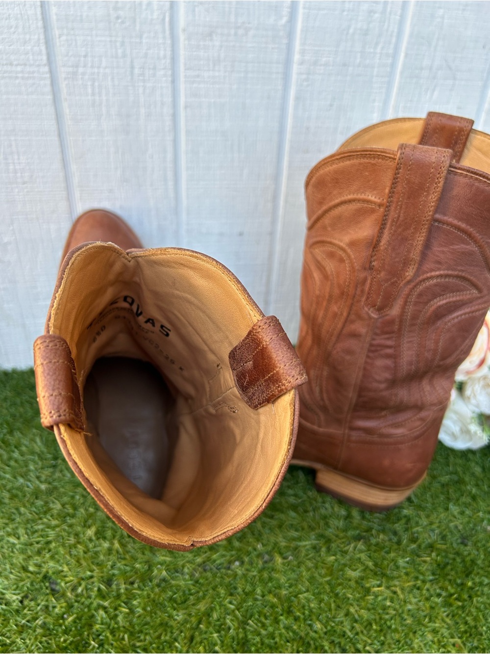 Tecovas Brown Cartwright Round-Toe Cowboy Boots men size 8.5D gently used - Picture 14 of 16